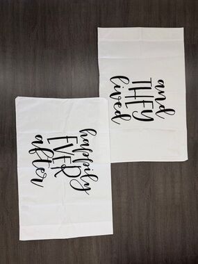 White “And They Lived’ & 'Happily Ever After' Decorative Pillowcase Set